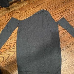 Asymmetrical IRO Jeans cold shoulder top